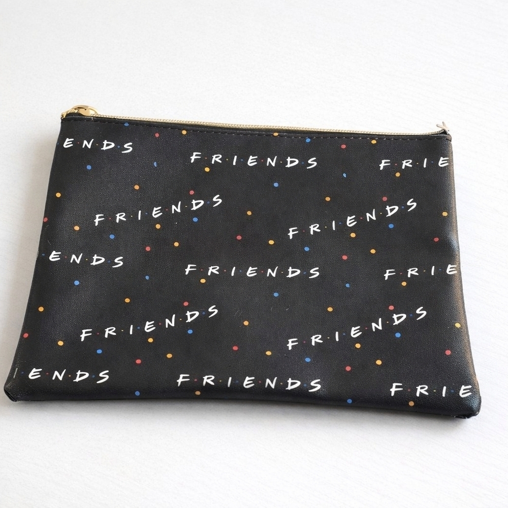 FRIENDS Retro Black and Multicolor Clutch/ Cosmetic Bag.